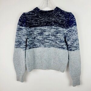 BANANA REPUBLIC Blue Colorblock Plush Luxe Soft Wool Alpaca Blend Sweater MEDIUM